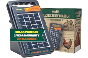 Happy Henhouse Solar Electric Fence Charger: Perfect for Poultry, Pets & Gardens | Battery Included | Easy Setup | Keeps Pests Away | Weather-Resistant | Solar and 110V AC Unit (0.15 Joule)