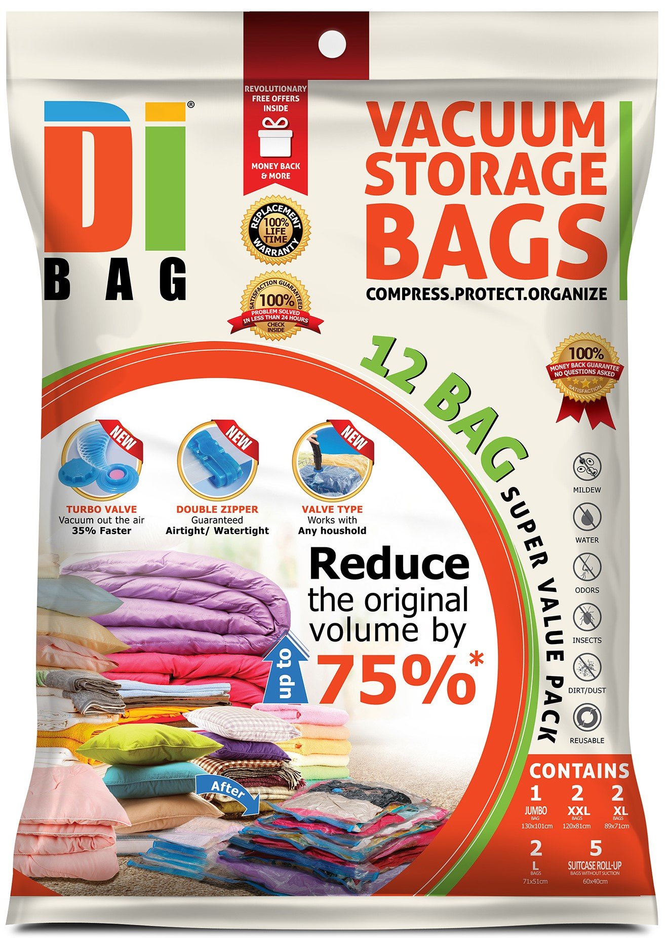 Dibag 12 Bags Pack Set - Vacuum Storage Space Saver Bags. 1 Super Jumbo (51"X.. 15 81yM3%2BXpCIL