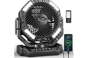 TDONE 40,000mAh Battery Operated Fan, 13" Remote Camping Fan with LED Auto-Oscillating Rechargeable Fan Powerful Portable Desk Fan for Home, Camping, RV, Courtyard, Picnic, Emergency Power