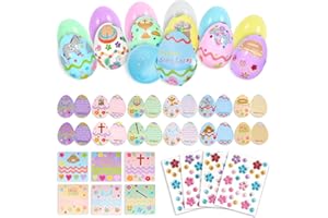 EIHFHIE 12 Pcs Resurrection Easter Story Eggs with Matching Religious Cards Holy Week Cards Christian Empty Egg