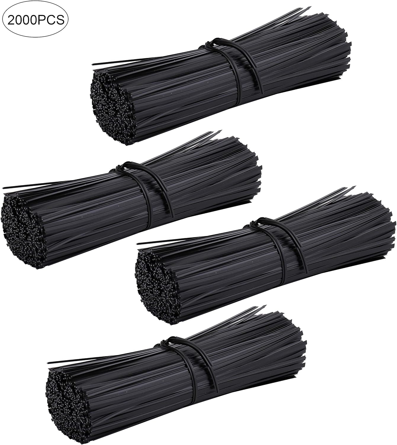 Suwimut 2000 Pieces Plastic Twist Ties, 5 Inches Black