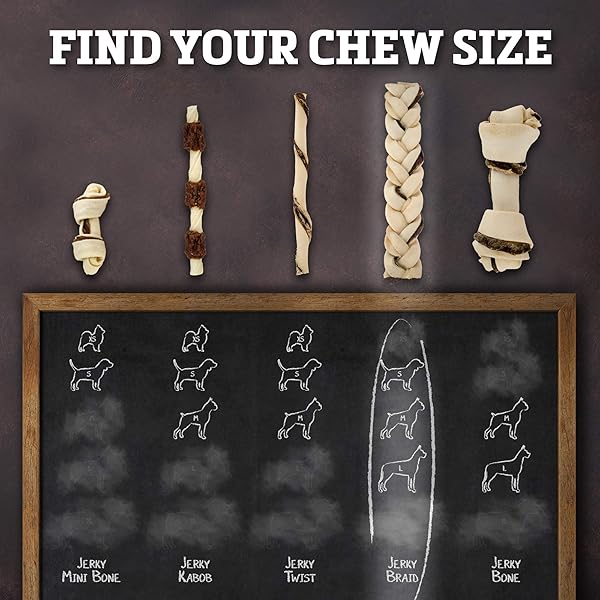 BUFFALO RANGE RAWHIDE DOG TREATS | HEALTHY, GRASS-FED BUFFALO JERKY RAW HIDE CHEWS | HICKORY SMOKED FLAVOR | JERKY BRAIDS, 10 COUNT
