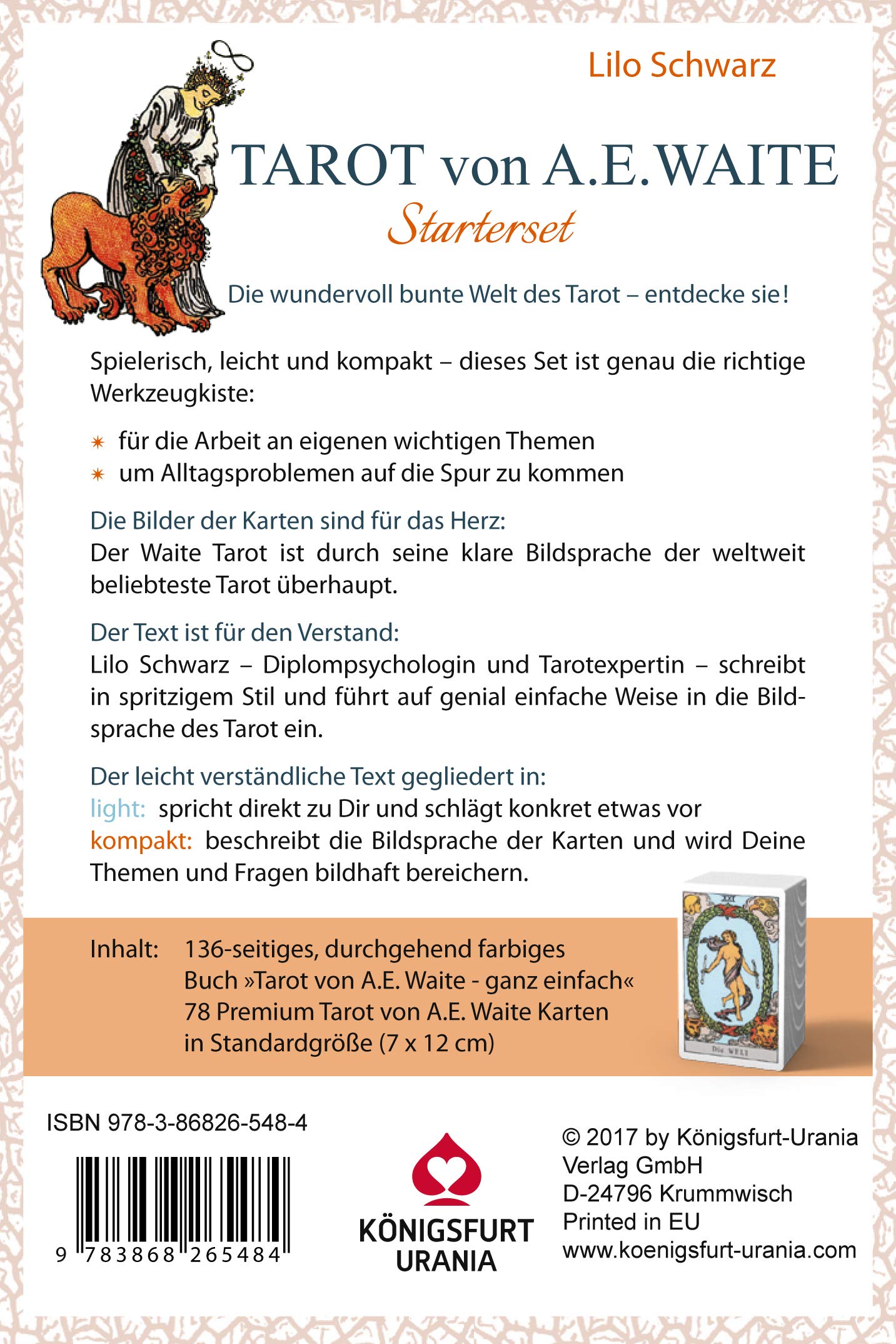 Tarot Von A E Waite Das Starterset Set Mit Buch Und Karten Schwarz Lilo 9783868265484 Amazon Com Books