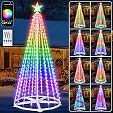 8FT Smart Christmas Cone Tree, 406 LED Prelit Outdoor Christmas Tree Lights with App & Remote Control and Music Sync, DIY Multi-Color Large Artificial Christmas Tree for New Year Decoration