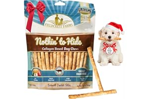 Fieldcrest Farms Nothin' to Hide Twist Stix, Beef Flavor, Easily Digestible, Supports Skin, Coat, Joints & Muscles, for Moderate Chewers Under 15lbs, 50 Pieces