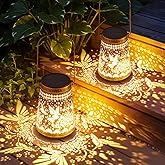 2 Pack Solar Lanterns Outdoor Waterproof Birthday Gifts for Women Mom Grandma, Hollowed-Out Metal Hummingbird Hanging Solar Lantern Lights Outdoor Decor, 2 Modes Lights Decor for Yard, Patio