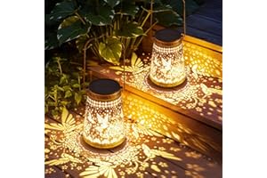 AHAORIGIN 2 Pack Solar Lanterns Outdoor Waterproof Birthday Gifts for Women Mom Grandma, Hollowed-Out Metal Hummingbird Hanging Solar Lantern Lights Outdoor Decor, 2 Modes Lights Decor for Yard, Patio