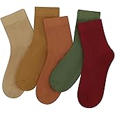 SERISIMPLE Women Thin Viscose Bamboo Socks Crew Lightweight Above Ankle Casual Dress Sock For Ladies Bootie Trouser 5 Pairs