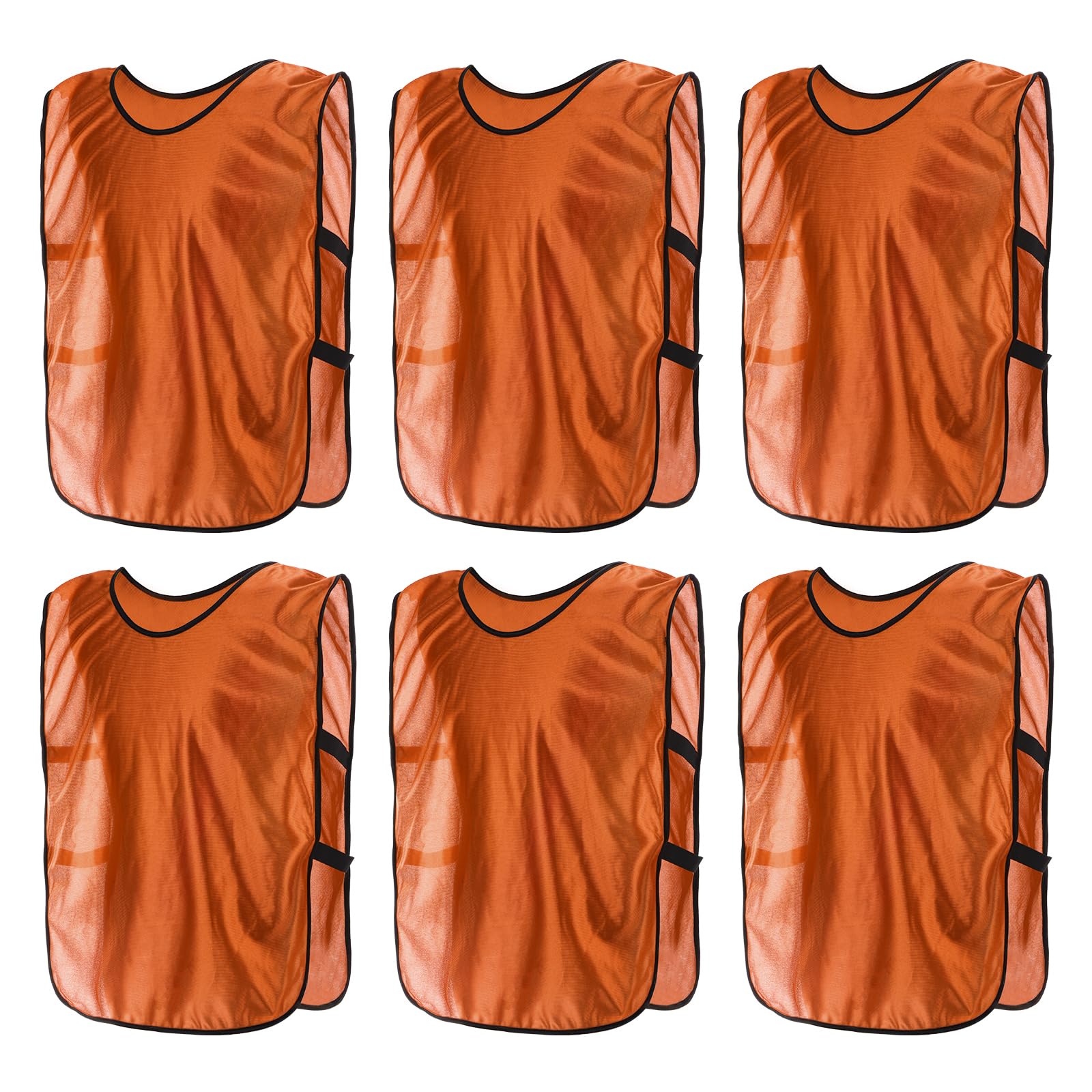 PATIKIL Scrimmage Vest, 6 Pack Small Soccer Pennies Soccer Jersey Training Vests Team Sports Pinnies Youth Football Practice Jerseys Fits Height 90cm to 115cm, Orange