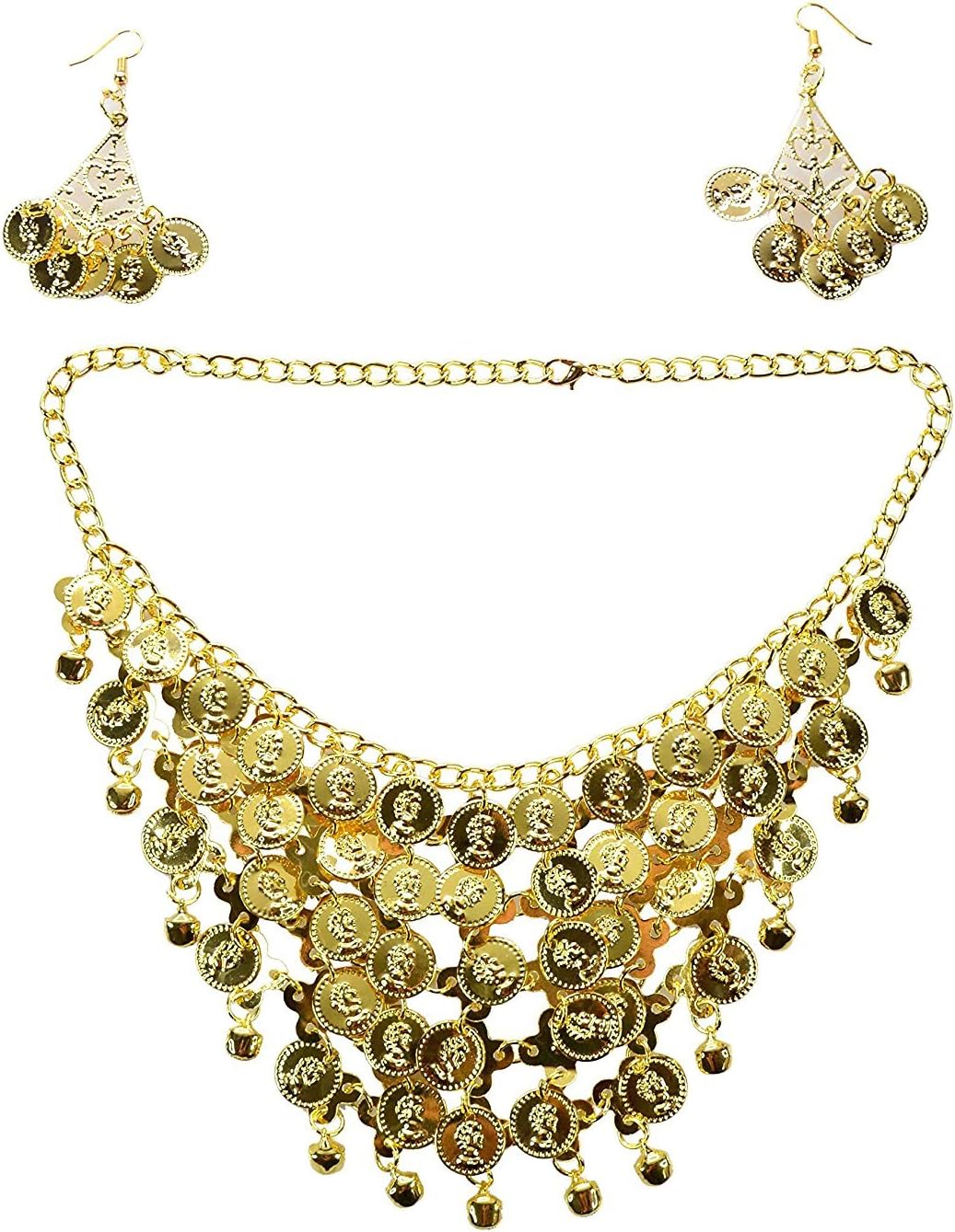 REINDEAR Vogue Style Chiffon Dangling Gold Coins Belly Dance Hip Scarf US Seller