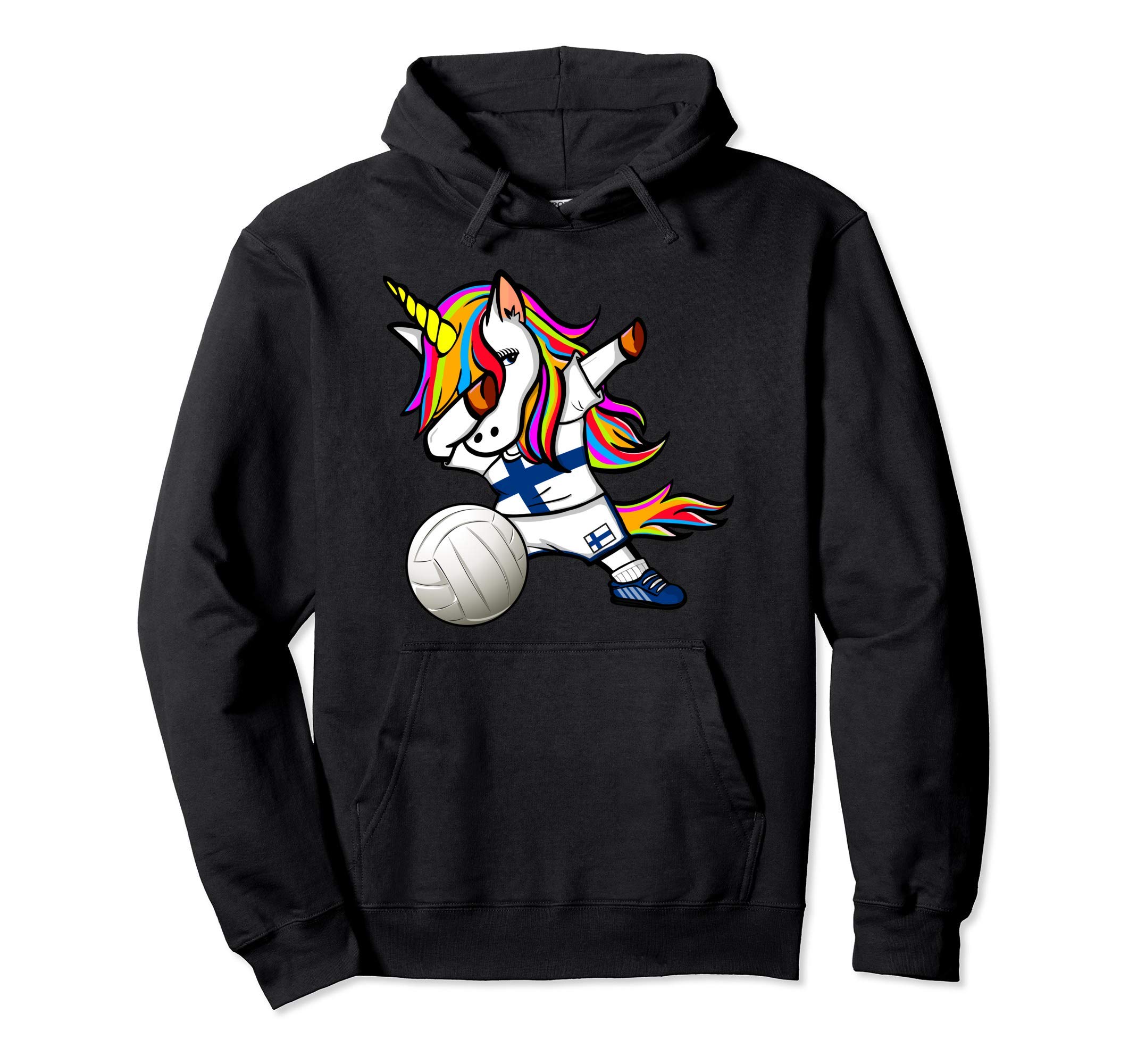 Dabbing Unicorn Finland Volleyball Fans Jersey Finnish Flag Pullover Hoodie