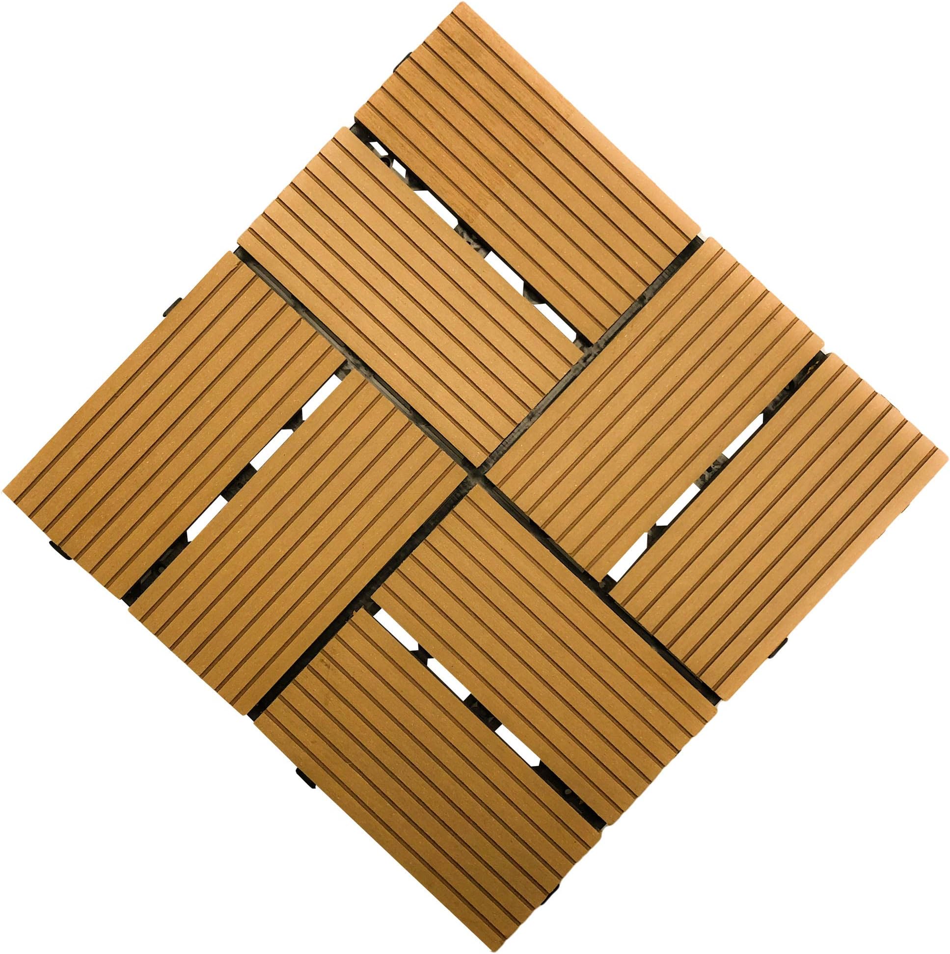 Samincom Patio and Deck Tiles – Interlocking Check Pattern Indoor Outdoor Flooring Weather and Slip Resistant Square, Water Resistant Flooring Tiles, 12"× 12", Pack of 22 (22 sq.ft), 8-Slats Yellow