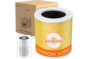 AIRROMI A2001 HEPA Air Purifier Replacement: Original 3-in-1 Filter, Removes 99.97% of 0.3 Micron Particles, Yellow Activated Carbon Filter - Pets & Allergen Specific 1 Pack