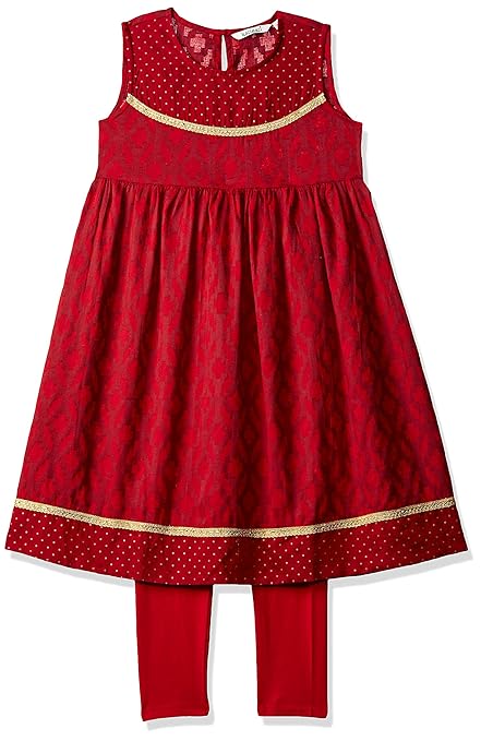 Girls' A-Line Regular Fit Salwar Suit Set (400017788081)(Colors & Print May Vary)