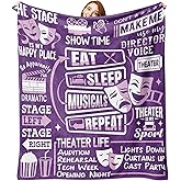 Zzkol Theater Gifts Flannel Throw Blanket, Eat Sleep Musicals Repeat Present for Broadway Theatre Lover Actor, Birthday Ideas for Women Girl Boy, Soft Blankets for Bedding Sofa 50"x60"