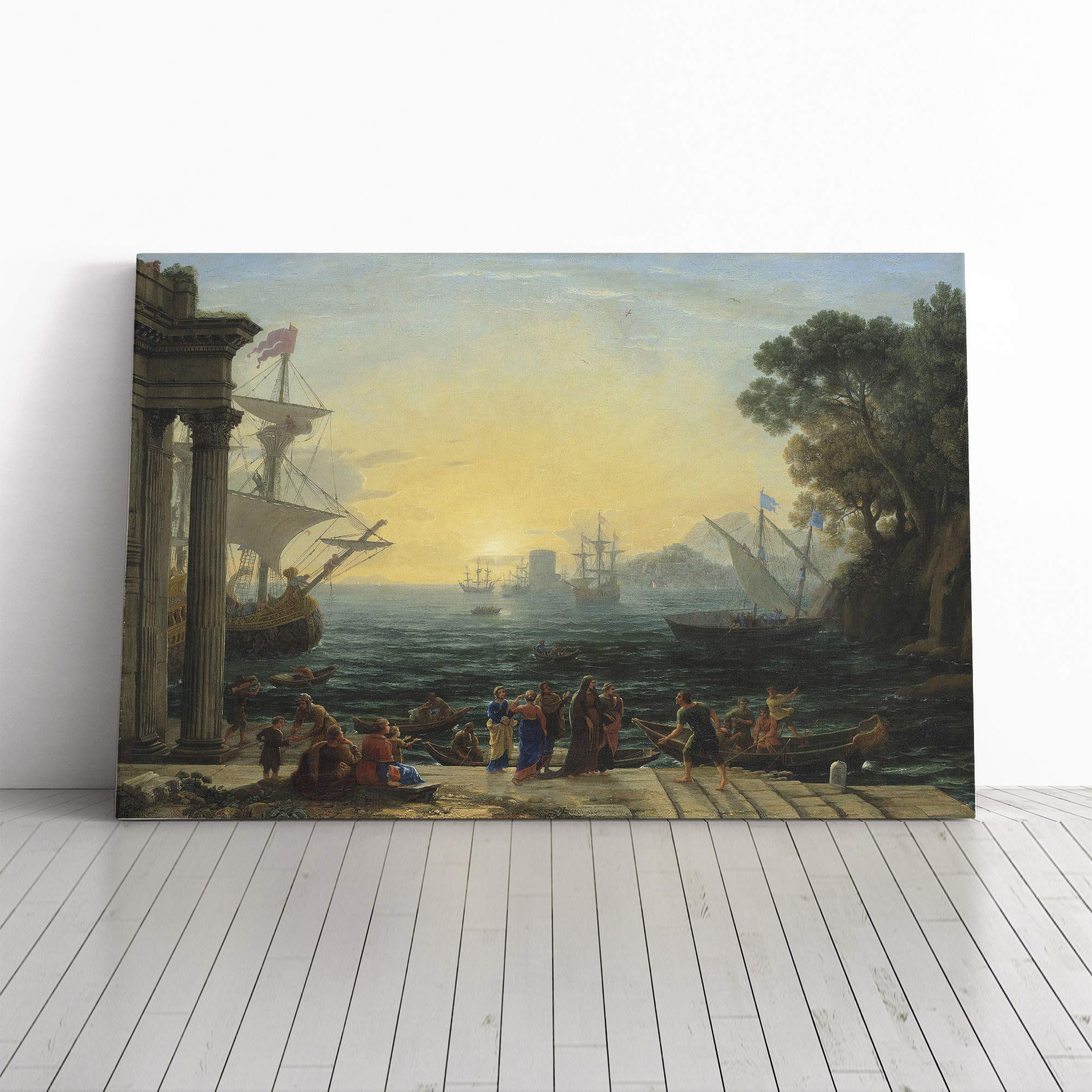 Big Box Art Canvas Print Wall Art Claude Lorrain The Embatment | Mounted and Stretched Box Frame Picture | Home Decor for Kitchen, Living, Dining Room, Bedroom, Hallway, Multi-Colour, 20x14 Inch
