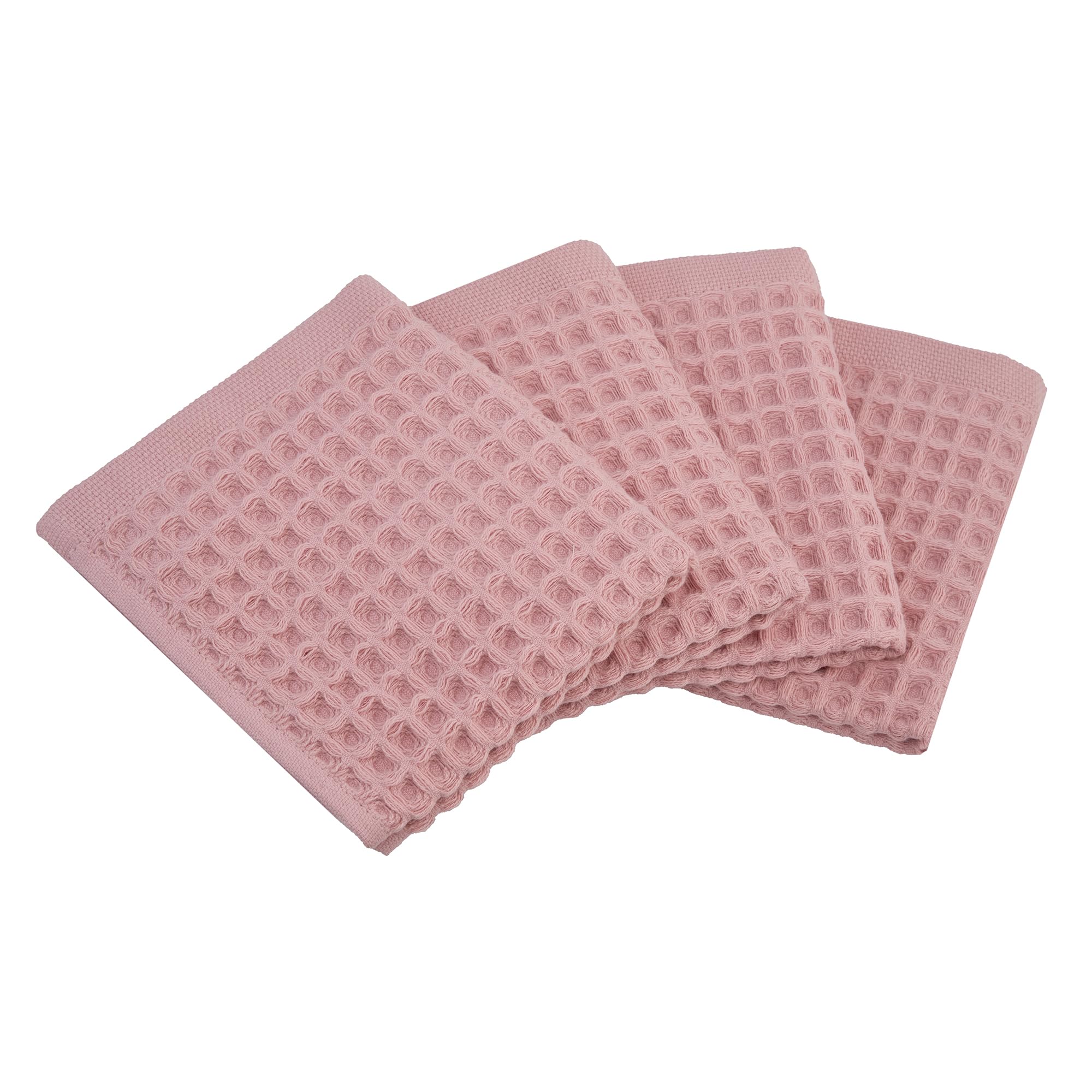 Photo 1 of 100% Cotton Waffle Kitchen Towel Set of 4 – Absorbent, Quick-Dry Dish Towels, Tea Towels (Powder Pink, 13x13 Inches)