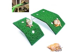 ANRANMM 2 Pcs Hermit Crab Climbing Toys Simulation Grass Turtle Ramp Climb Ladder for Aquarium Terrarium Habitat Supplies Hermit Crab Cage Accessory Reptile Basking Platform for Amphibian Frogs Birds