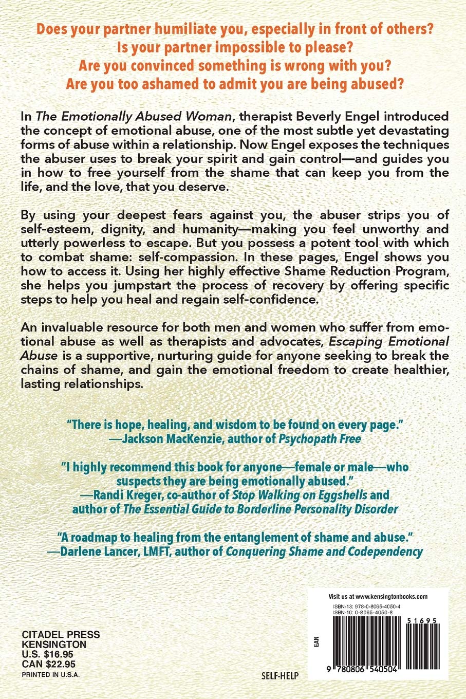 Escaping Emotional Abuse Healing From The Shame You Don T Deserve Engel Beverly Amazon De Bucher