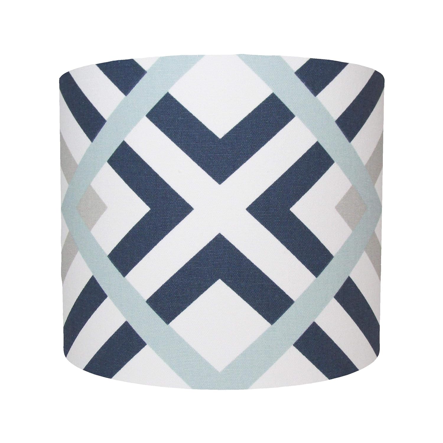 White and Navy Blue Geometric Lampshade Amazon.co.uk Handmade