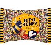 Bit O Honey Candy - Individually Wrapped Honey Taffy with Roasted Almond Bits, Gluten-Free, Classic Bite-Sized Treats, Sweet and Chewy Taffy Candy Bulk Bag - 5 LBS