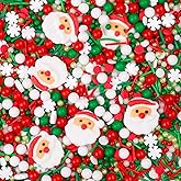 Edible Christmas Sprinkles for Baking, 4.6oz Mix Sugar Santa, Snowflake, Pearl and Jimmies, Red White Green Sprinkles for Cookies, Cupcakes, Ice Cream Decorating