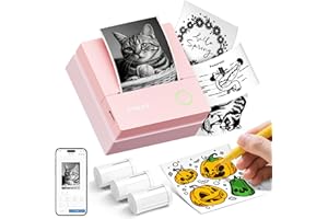 ETIKEZ Sticker Printer, PM290C Thermal Mini Printer, Bluetooth Print Pod with 3 Rolls of Paper, Portable Print Pods for Phone & Tablet, Sticker Maker Machine for Notes, Photos, Journal, Cerise