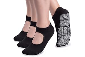 unenow Non Slip Grip Yoga Socks for Women with Cushion for Pilates, Barre, Home
