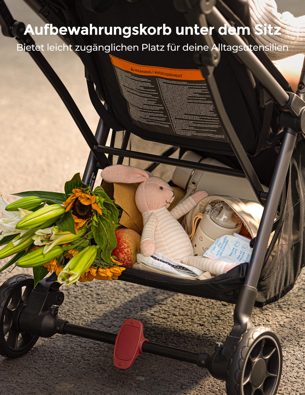 Momcozy ClickGo Buggy klein zusammenklappbar als Flugzeug-Handgepäck, Einhand-Klappmechanismus, mit Liegefunktion, UV-Schutz 50+, XL-Korb bis 3 kg, Geeignet von 0–4 Jahren bis 22 kg, Schwarz 7