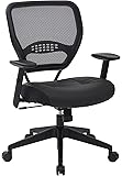 SPACE Seating Professional AirGrid Dark Back and Padded Black Eco Leather Seat, 2-to-1 Synchro Tilt Control, Adjustable Arms and Tilt Tension with Nylon Base Managers Chair