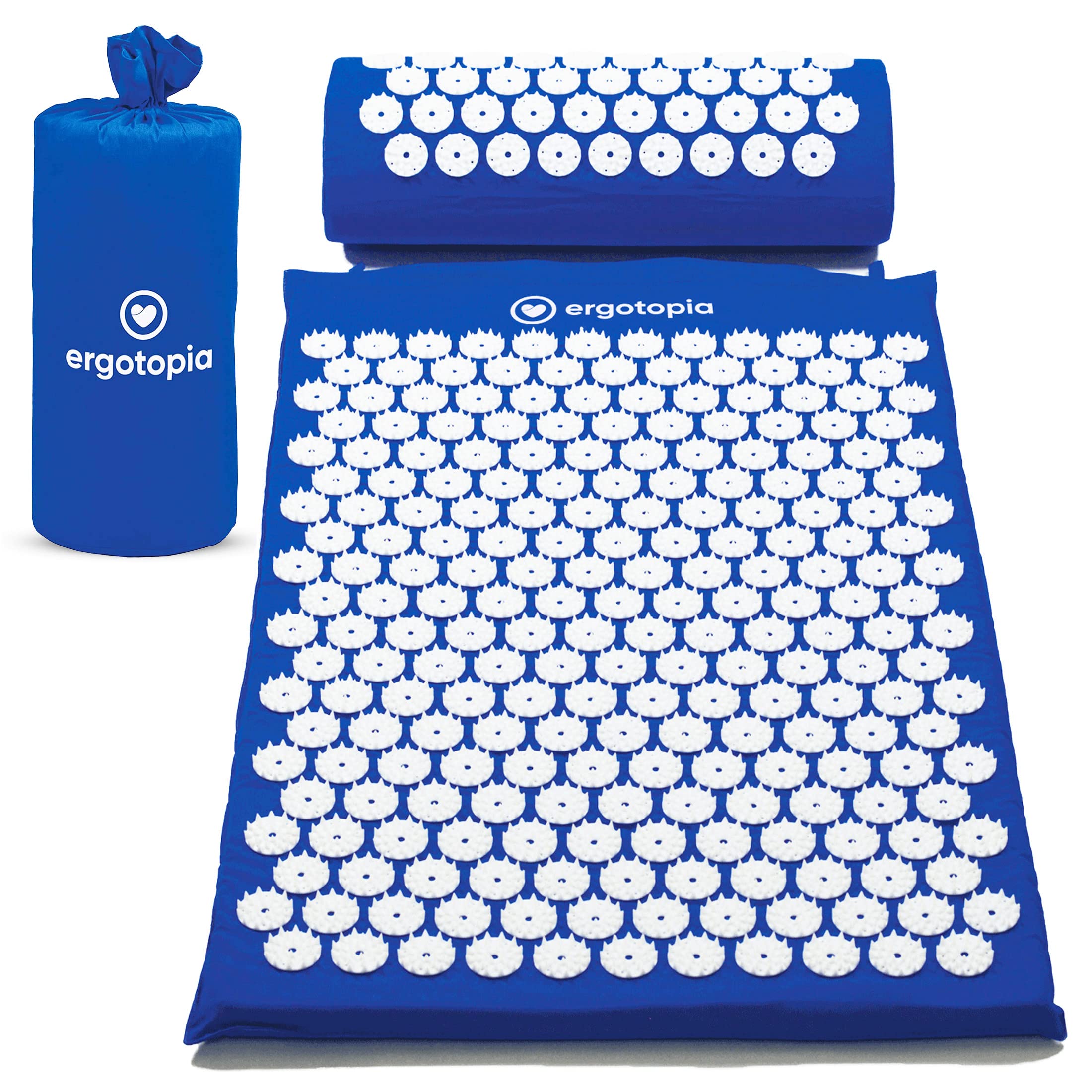 Ergotopia Acupressure Mat for Soothing Relaxation/Massage Mat for Quiet Moments and Better Blood Circulation/with Acupressure Pillow, blue, 68 x 42cm
