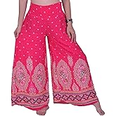 Lofbaz Women's Wide Leg Palazzo Pants Yoga Lounge Hippie Harem Flowy Trousers Ladies Petite Summer Hippy Comfy Travel Belly Dance Slacks - Floral 5 Pink S