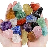 QINJIEJIE Assorted Raw Crystals 10 Colors Healing Crystal Rocks Stones 1" Bulk Large Gemstones for Tumbling, Cabbing, Fountain Rocks, Decoration, Polishing, Handmade, Wicca Reiki Rough Quartz