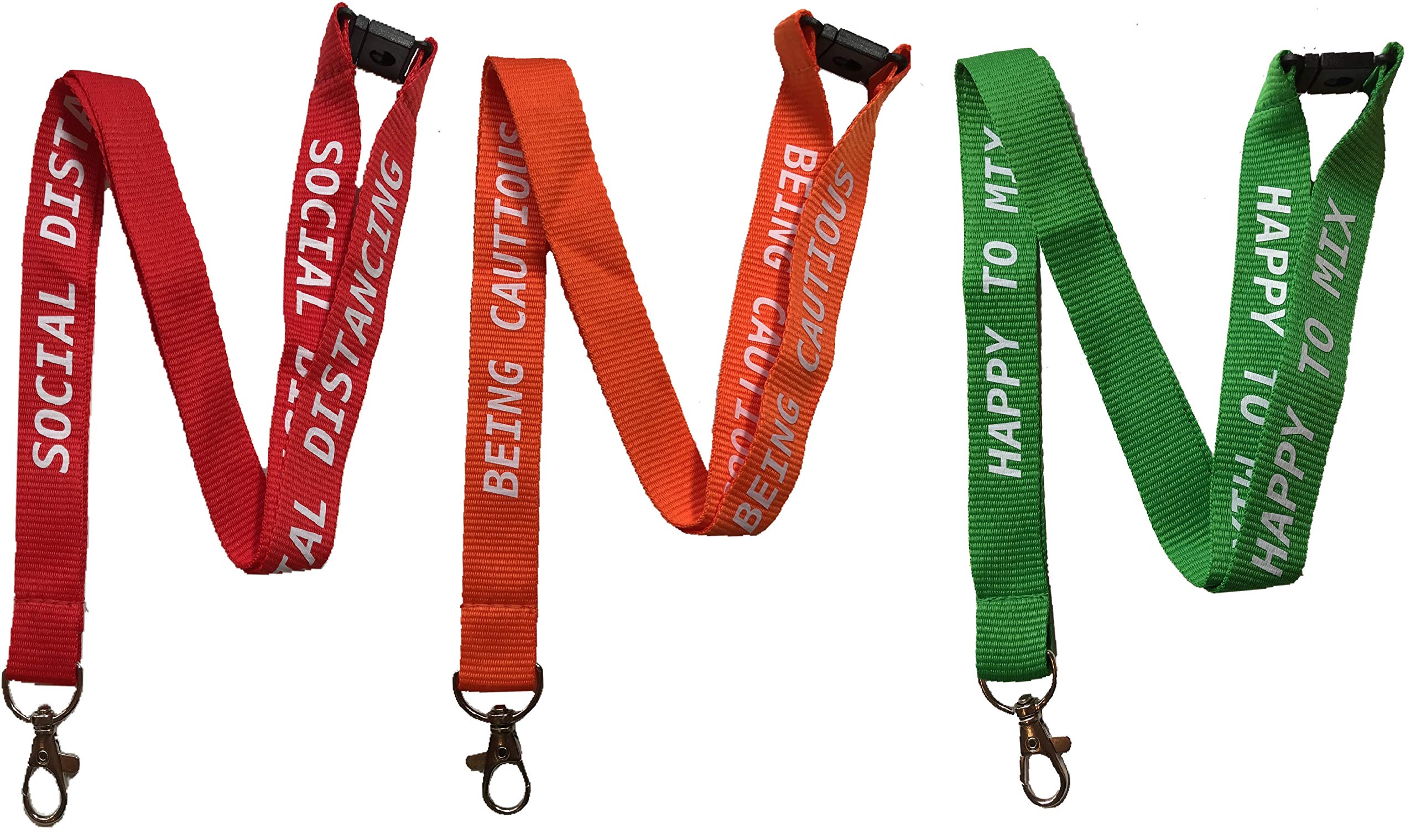 PAC Supplies Global 20mm Social Distancing Neck Lanyard With Safety Breakaway (Red - Social Distancing)