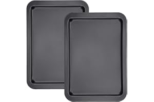 Beasea Cookie Sheets for Baking, 2 Pack 13x9 Inch Black Baking Pans Tray, Nonstick Carbon Steel Cookie Pan Sheet for Oven Rol