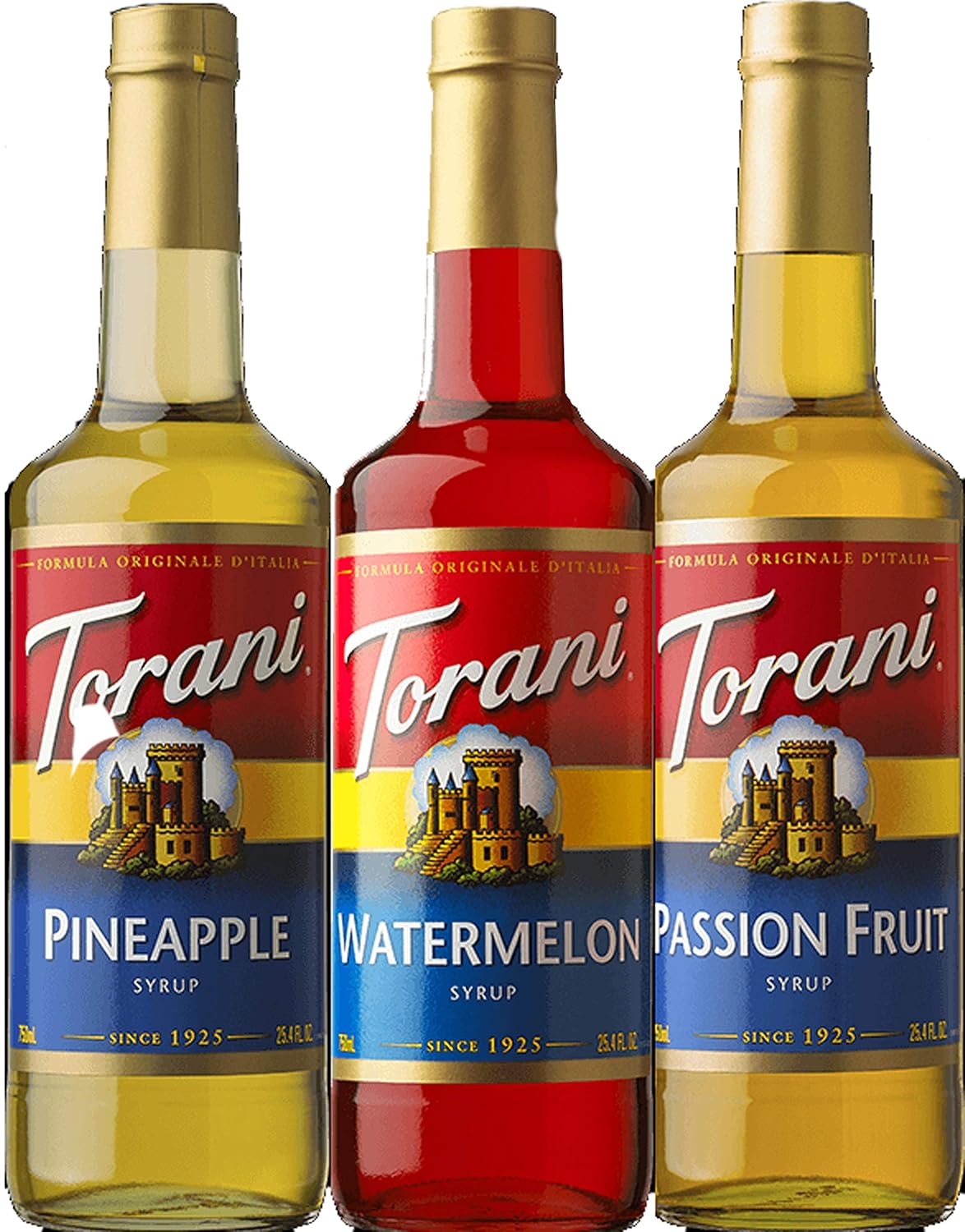 Torani Syrup Summer Fun 3 pack Assortment, Passionfruit, Pineapple and Watermelon, 25.4 Ounce Bottles Each
