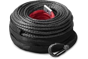 DAYDOOR Synthetic Winch Rope, 1/4'' x 50ft 10,000LBS Synthetic Winch Line, Synthetic Winch Cable for Offroad Vehicle 4WD ATV UTV, Heavy Duty Synthetic Rope for Winch