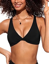 CRZ YOGA Womens V Neck Bikini Tops Twist Front