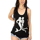 Shop Delfina Mermaid Siren Skeleton Holding Clam with Pearl Racerback Tank Top