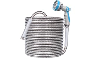 Das perfekte werkzeug Metal Expandable Garden Hose 100ft - Lightweight 304 Stainless Steel Garden Hose with 10 Function Nozzle - Flexible no Kinking Water Hose,Dogproof,for Yard, Outdoor, RV