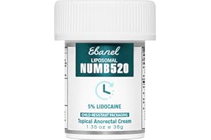 Ebanel 5% Lidocaine Numbing Cream, Pain Relief Burn Itch Numb Cream, Maximum Strength Topical Anesthetic with Allantoin, Vitamin E for Local and Anorectal Uses, Hemorrhoid Treatment, 1.35 Oz