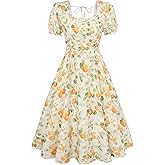 Belle Poque Vintage Dress for Women 2026 Summer 1950s Midi Cottagecore Dresses Square Neck Wedding Guest Cocktail Dress