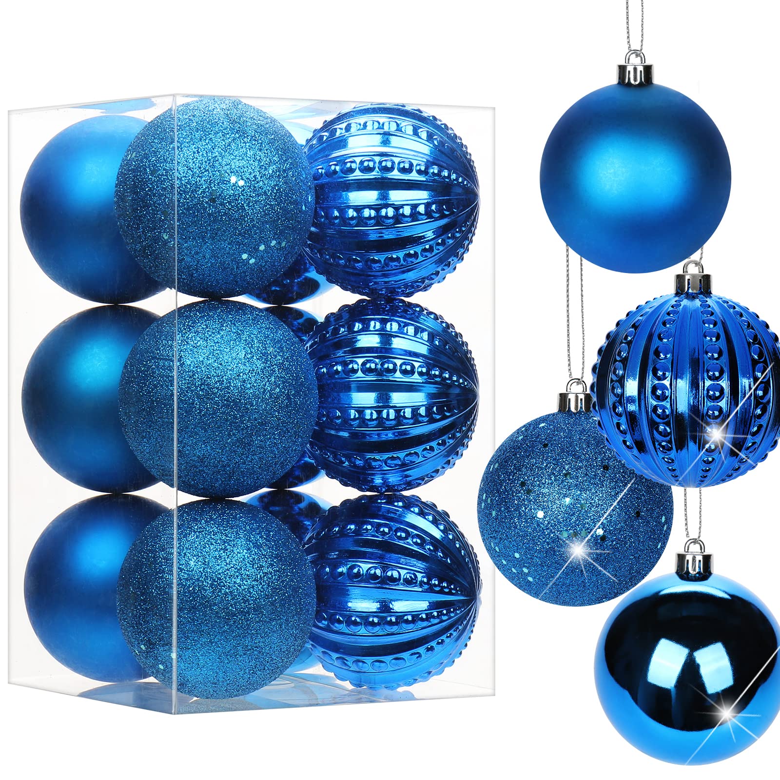 Briful 12PCS 8CM Christmas Baubles, Christmas Tree Decorations Xmas Hanging Ornaments Small Shatterproof Balls for Home Festival Gifts Xmas Decorations