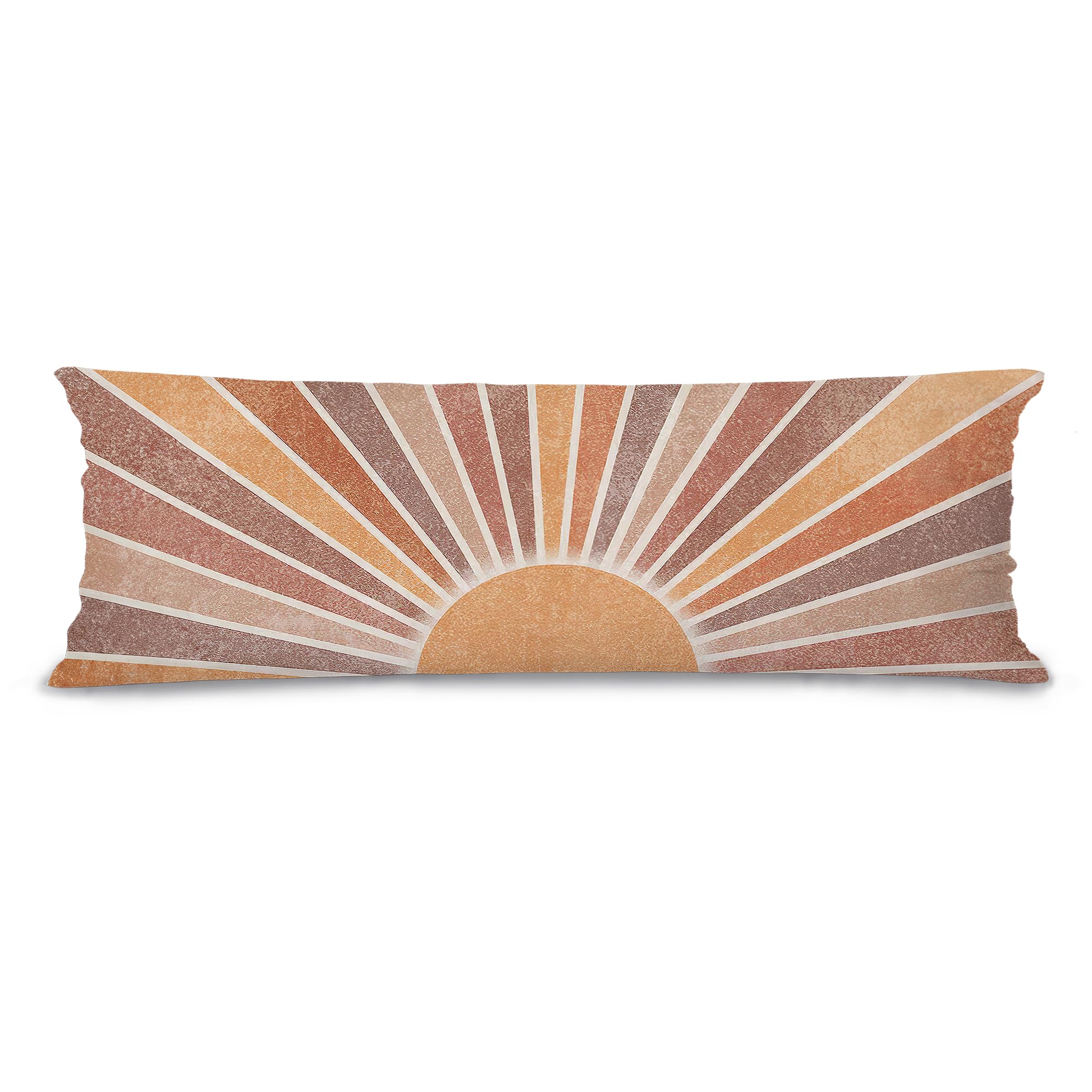 Photo 1 of Pleonox Retro Boho Sun Sunshine 20x54 Body Pillow Cover Case, Mid Century Modern Boho Horizontal Sunset Sunrise Decorative Long Hug Pillow Cases for Bed Couch