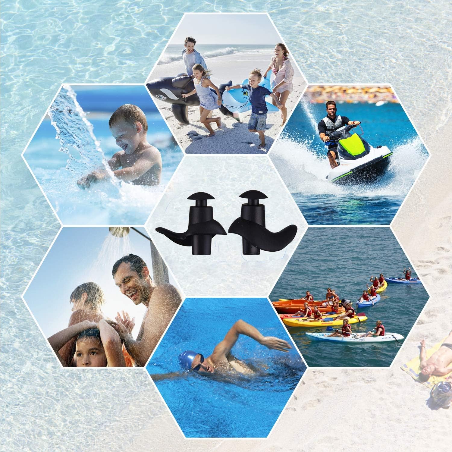 Brukween Swimming Earplugs Waterproof Professional Comfort Fit Ergonomics Non-Skid Surf Diving Bath Silicone Gel Ear Protection for Adults and Children : Sports & Outdoors