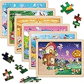 SYNARRY Unicorn Mermaid Princess Fairy Wooden Puzzles for Kids 4-8, 6 Packs 60 PCs Jigsaw Puzzles for Kids 3-5, Preschool Toy