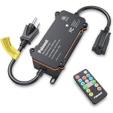 Palawell Outdoor Dimmer for String Lights, 600W, Sensor, Remote &amp; Timer | Dusk-to-dawn sensor，IP65 waterproof plug with brightness memory. 100FT RF remote works through walls for patio bulbs.