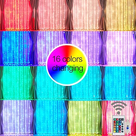 Amazon Com Remote Control Led Curtain String Light 16color
