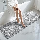 Yimobra Long Bathroom Rugs Runner 70x24 Inch, Extra Thick Soft Absorbent Chenille Bath Mat, Non Slip Machine Washable, Quick Dry Bath Rugs for Bathroom Floor, Tub and Shower, Light Grey