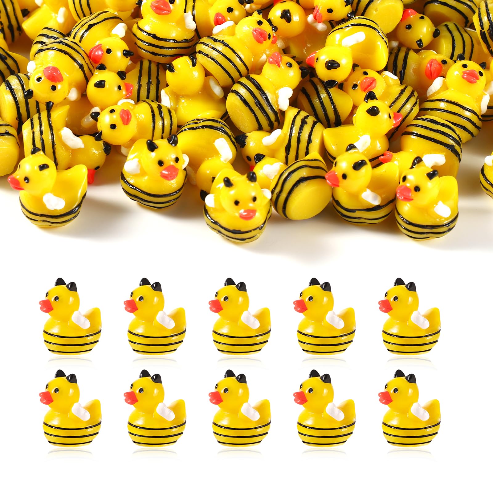 lasuroa Mini Resin Ducks, Small Resin Figures Mini Duck Set Tiny Miniature Ducks Mini Resin Bees Mini Resin Duck Figures for Aquarium Garden Landscape Dollhouse Ornament Potted Decorations